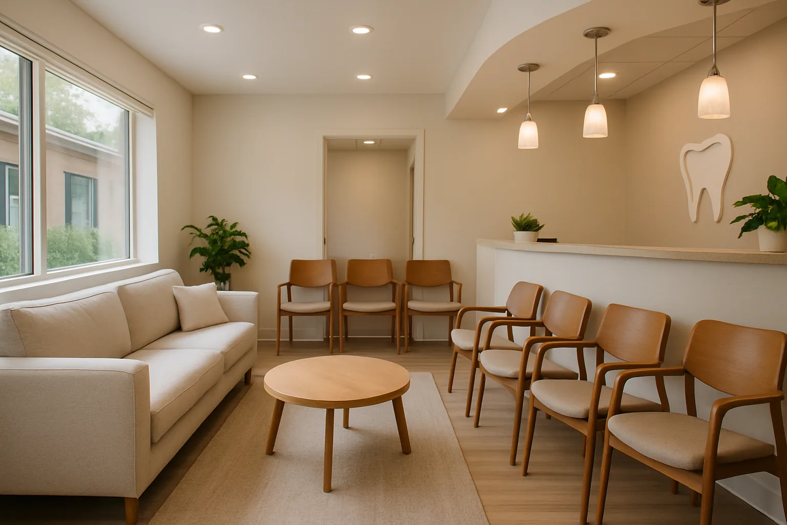 A friendly dentist speaking with a patient in a comfortable dental office.