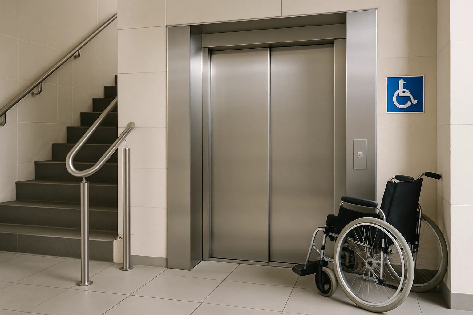 Modern elevator showcasing accessibility features.