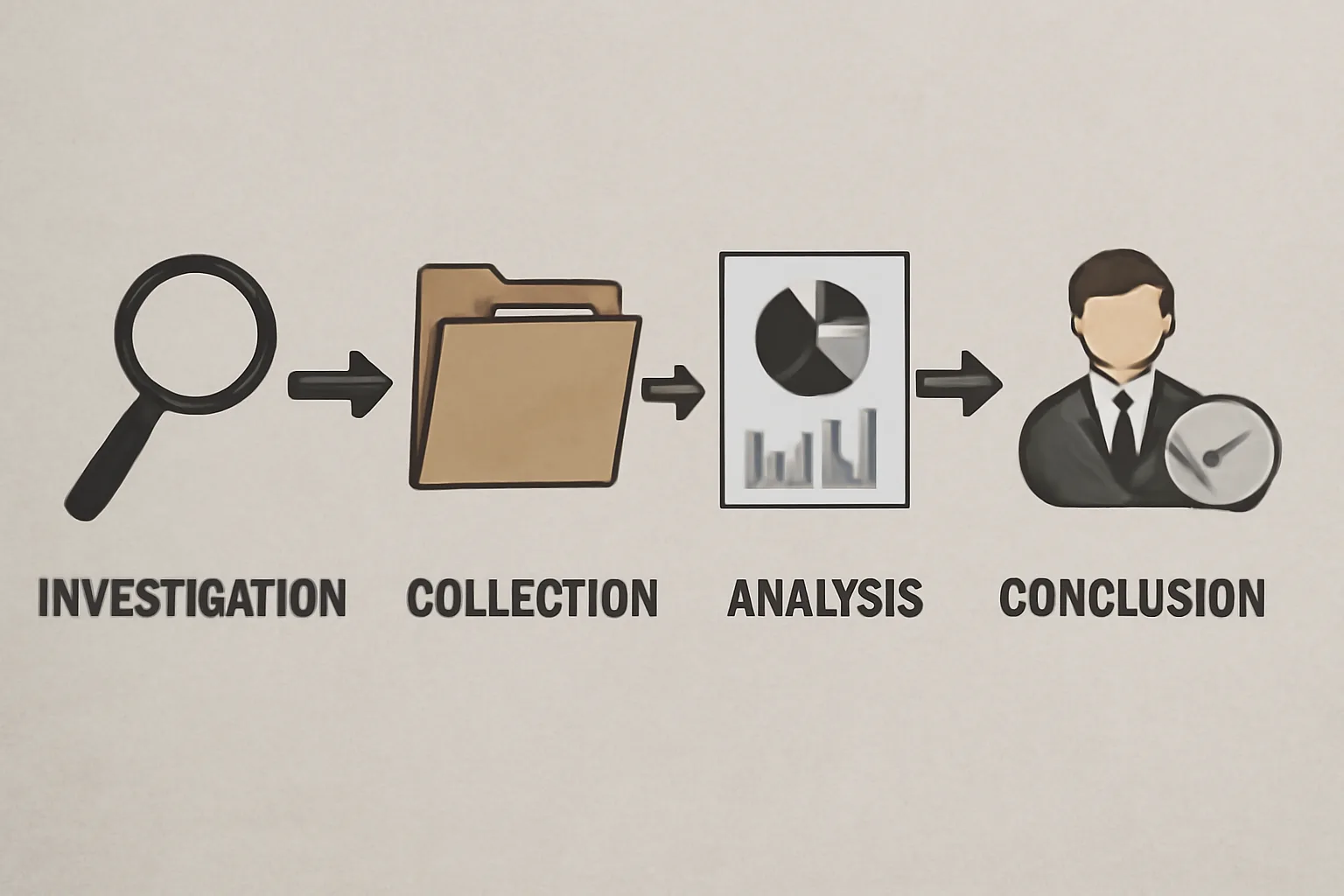 Business investigation process infographic.