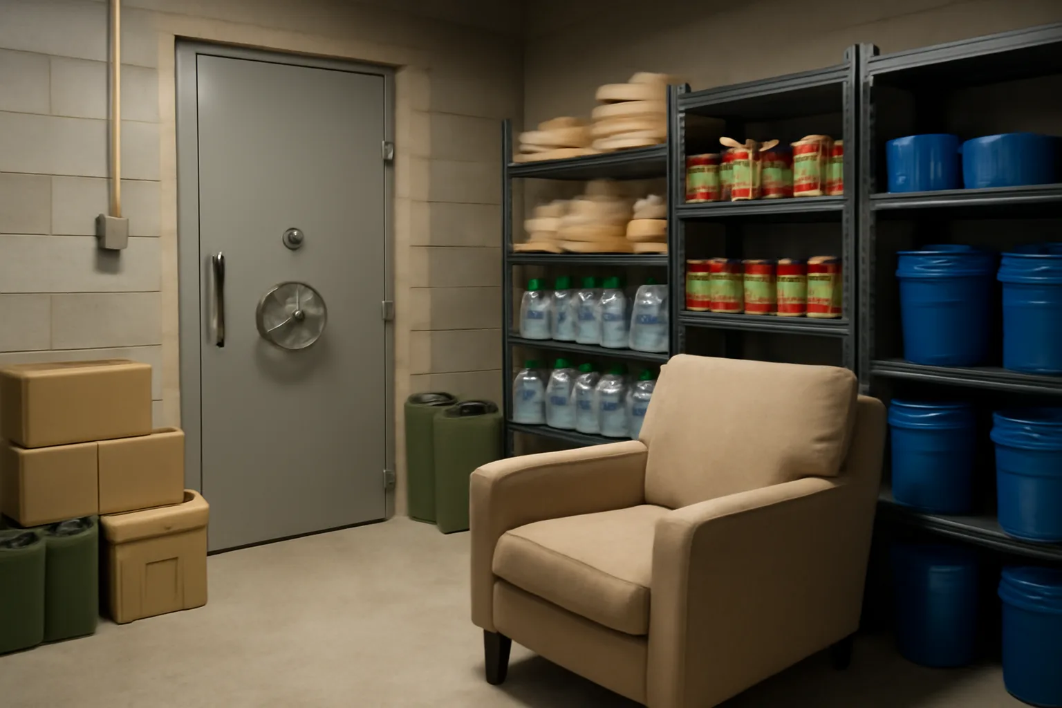A stylish safe room in a home.