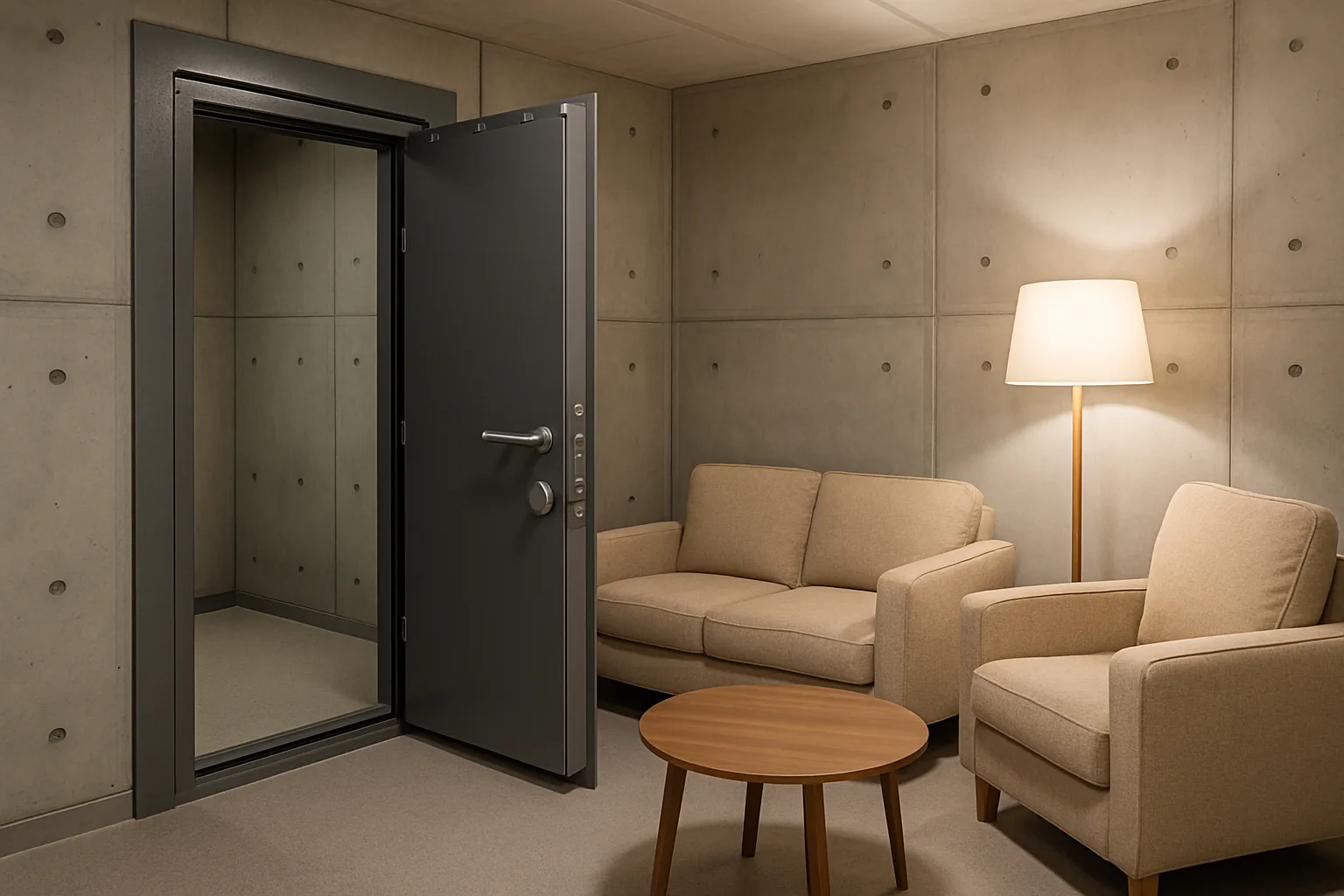Illustration of a safe room conversion process.