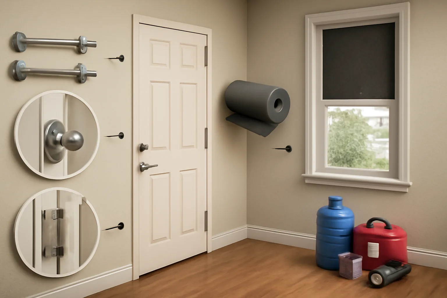 Illustration of a safe room conversion process.
