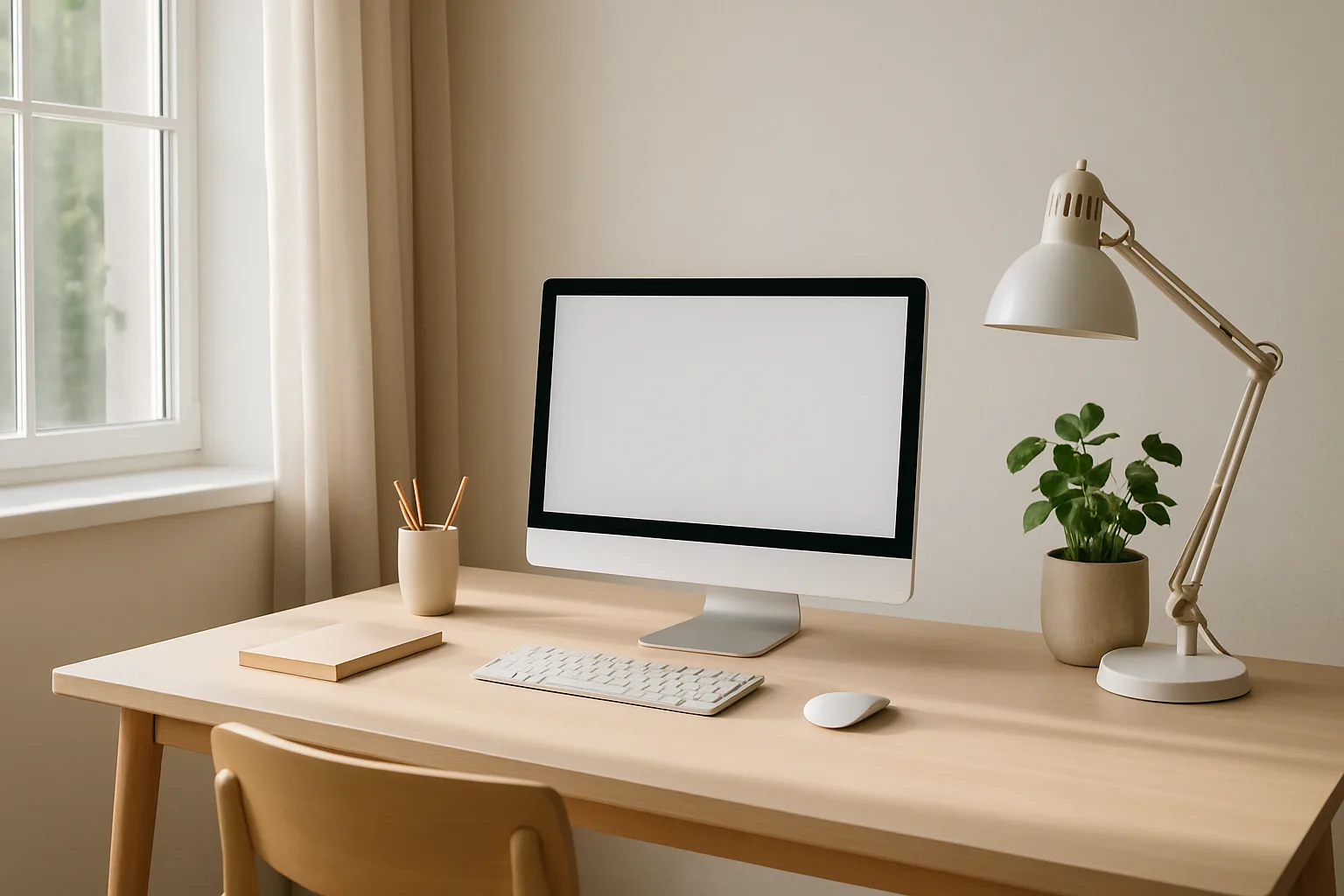 An organized workspace with clear organization systems.