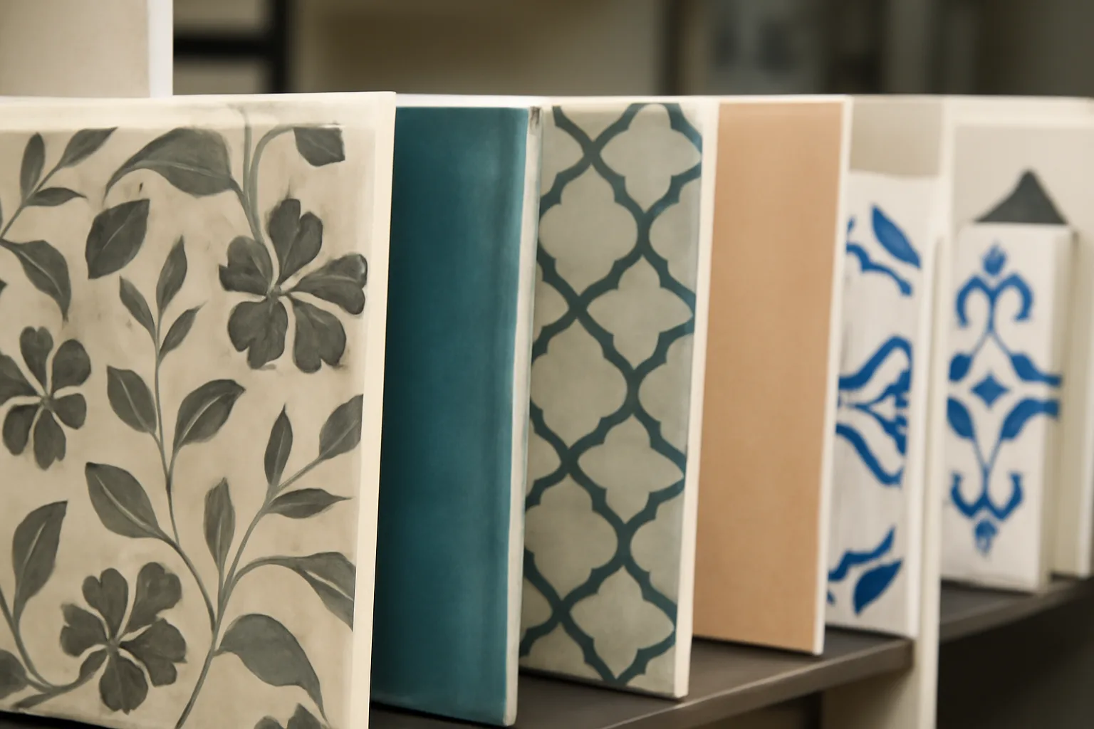 Ceramic tiles in a showroom.