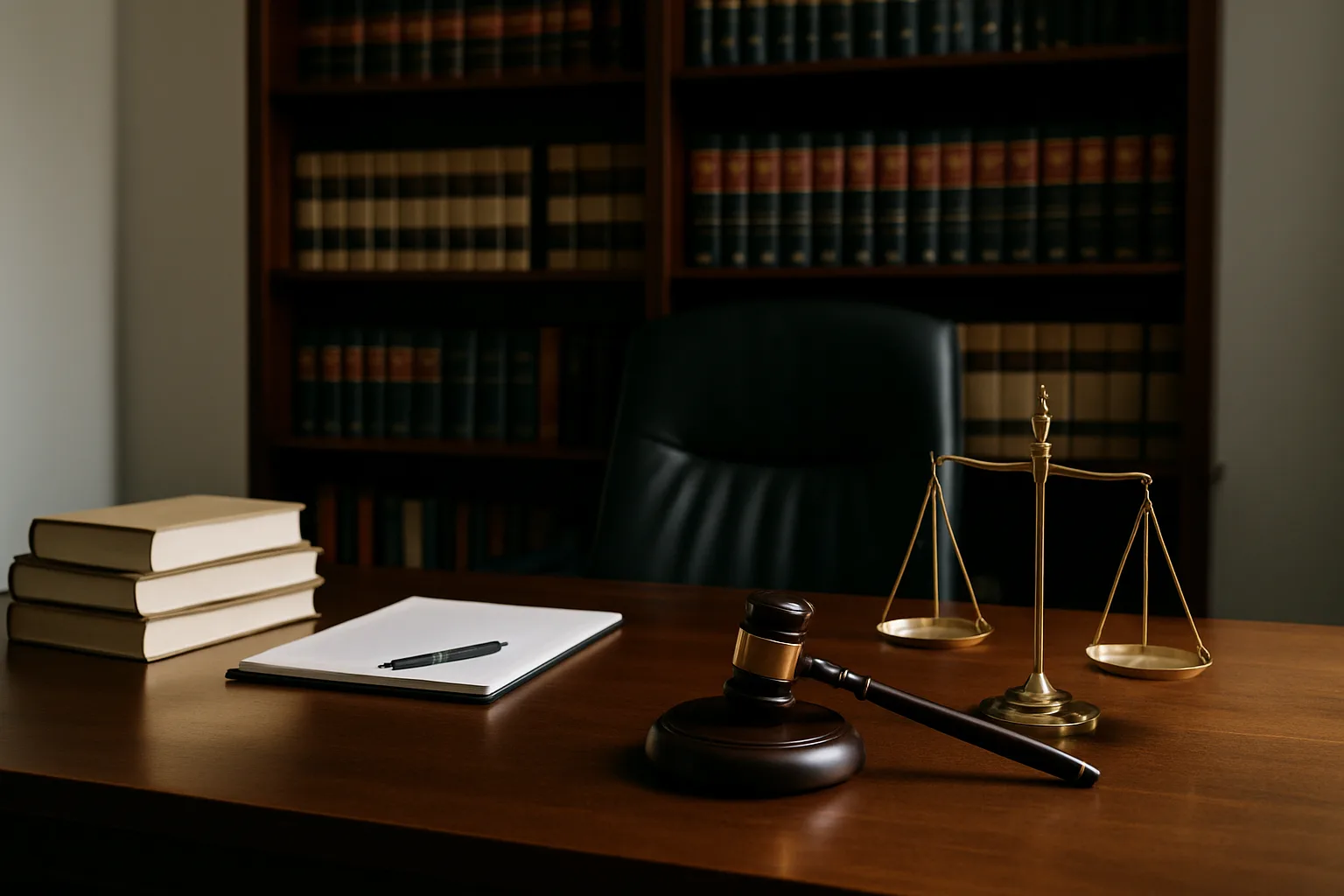 Legal consultation scene with documents and pen.