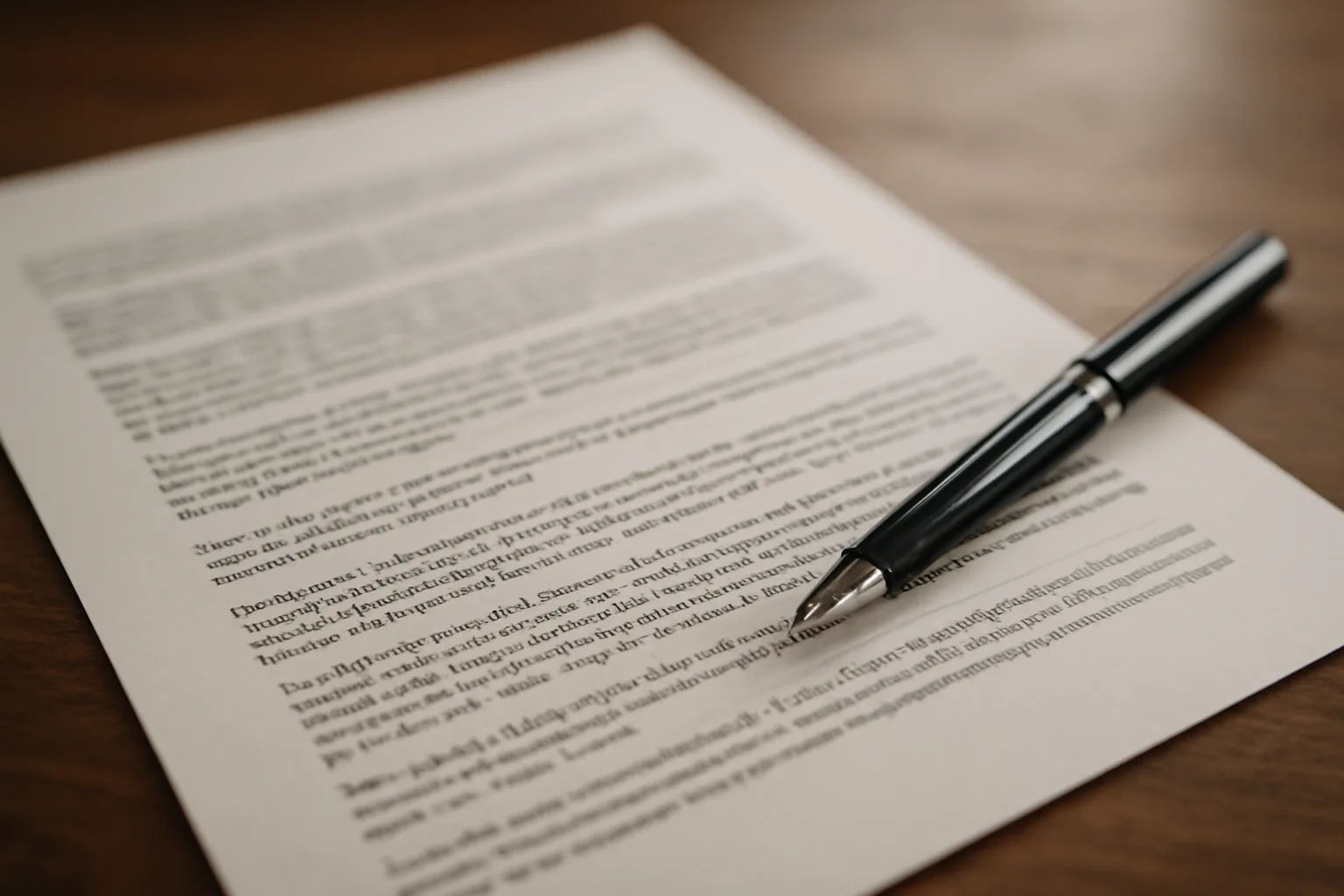 Legal consultation scene with documents and pen.