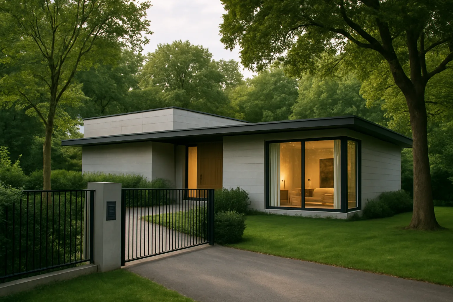 A secure home with modern security features.