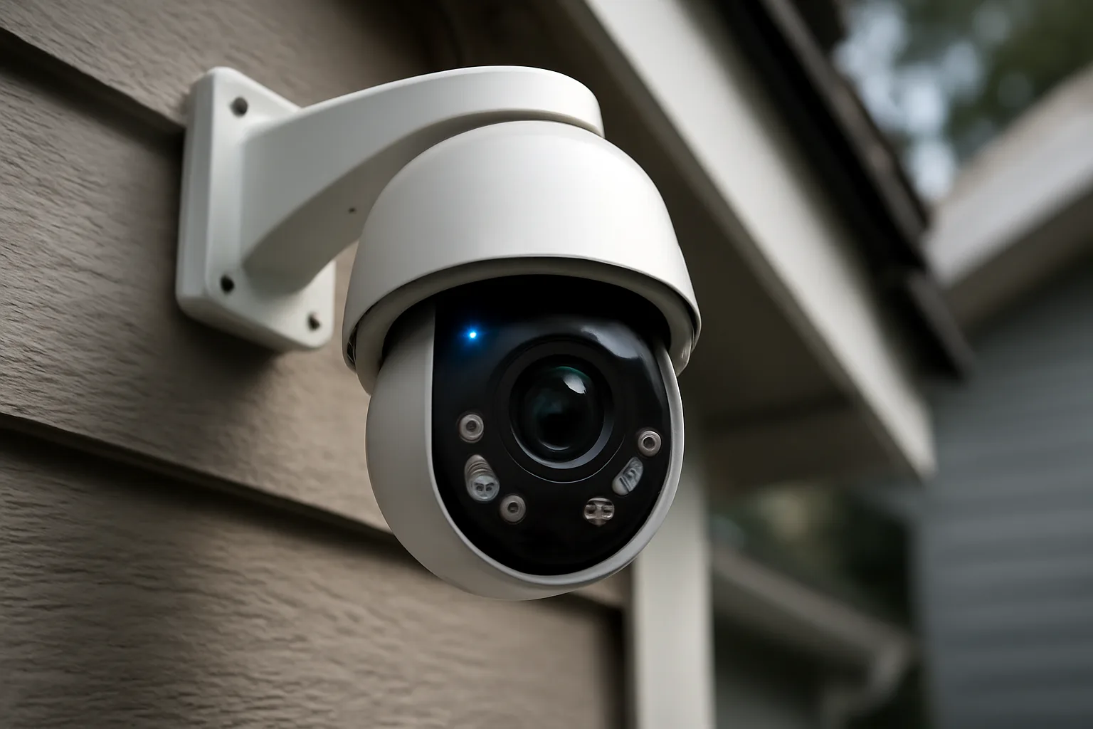 A secure home with modern security features.