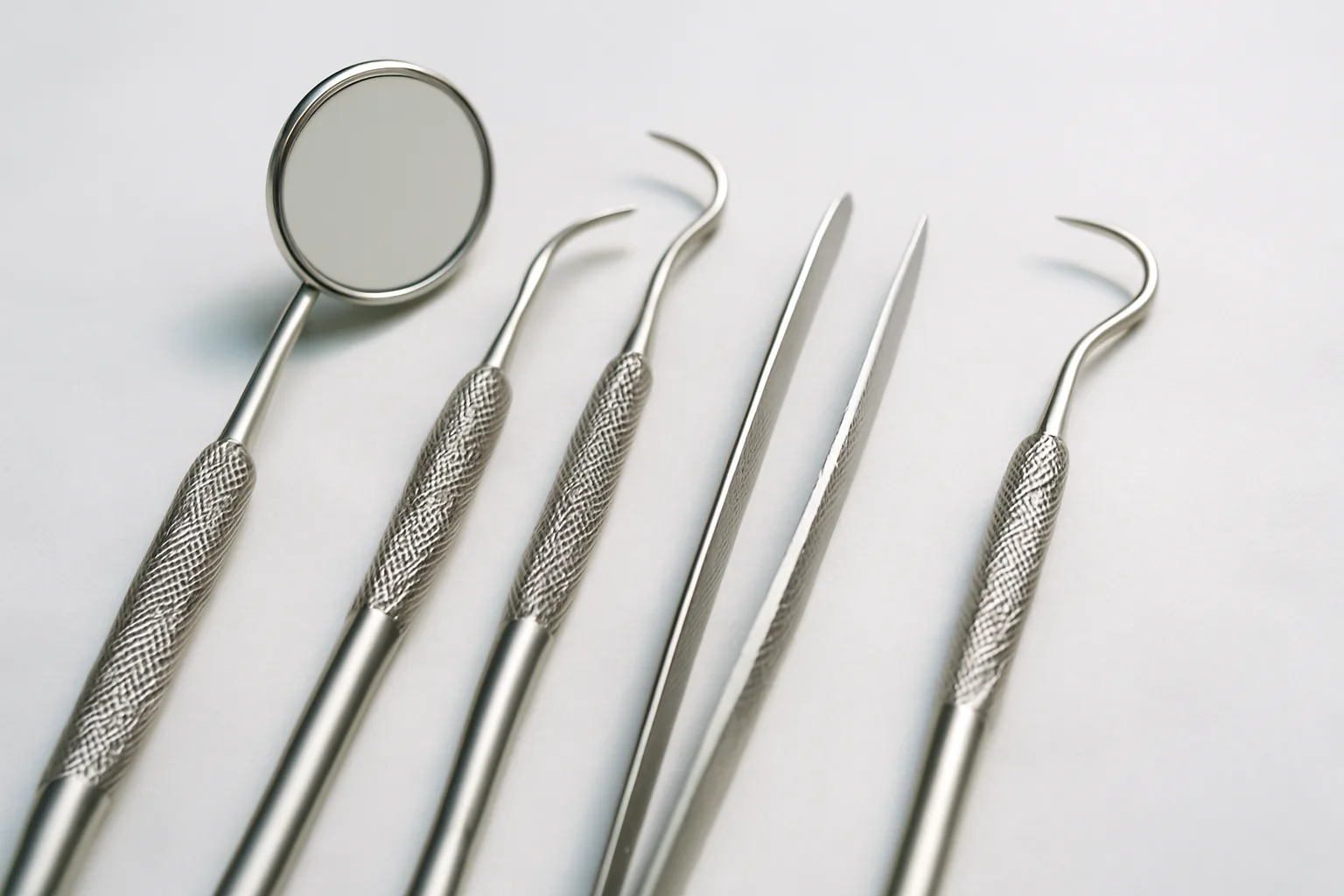 Dental tools in a professional setting.