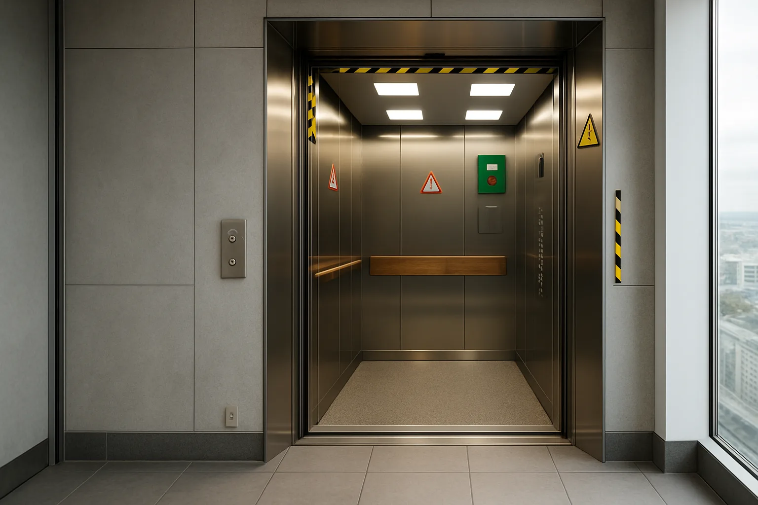 Elevator maintenance infographic showing key steps.
