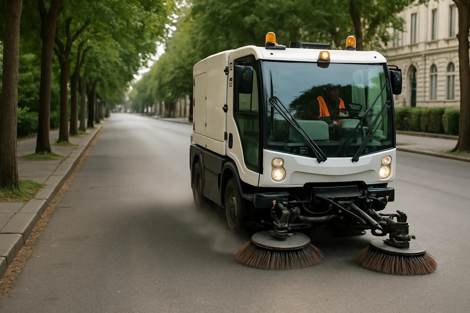 Used road sweeper inspection.