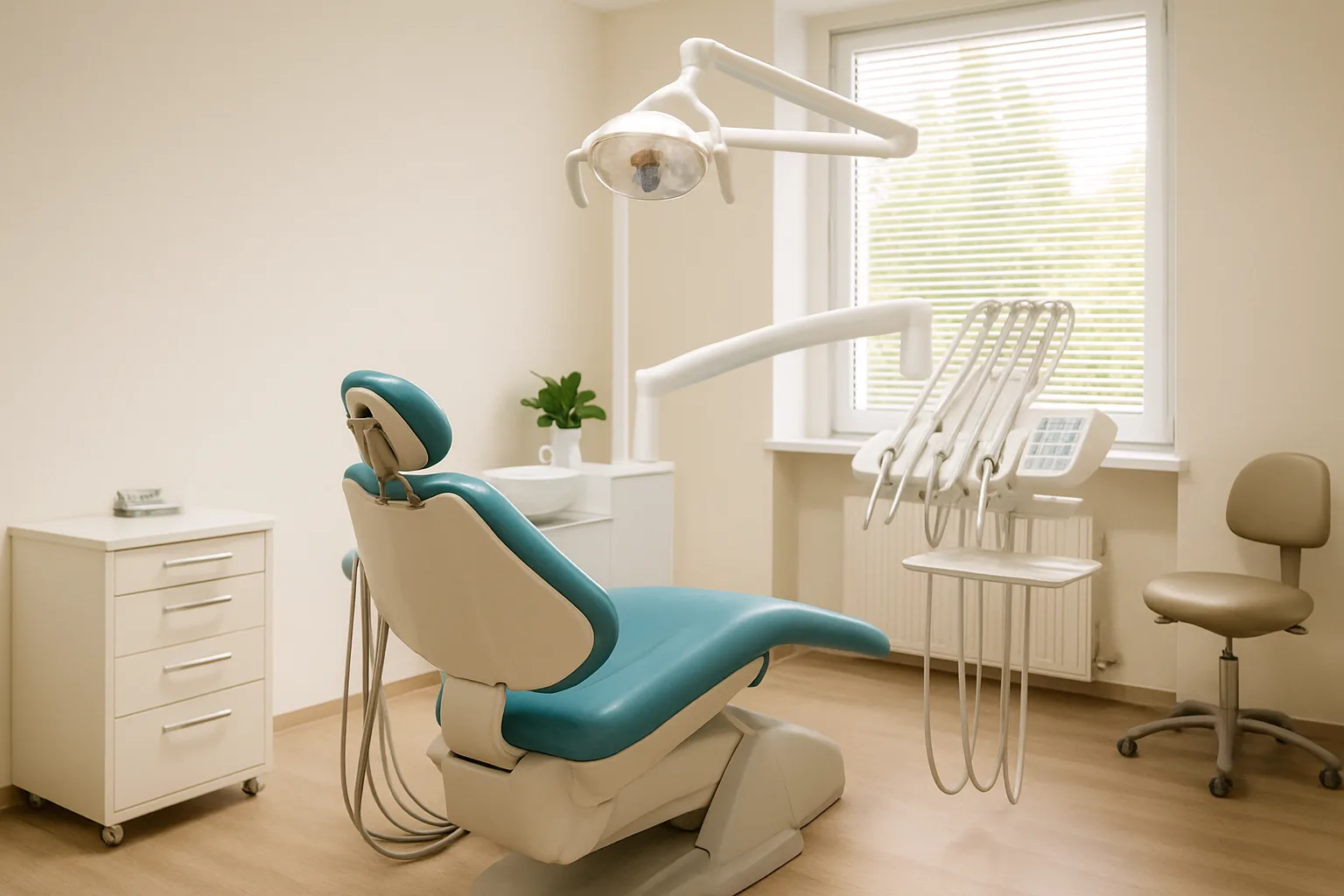 Dentist examining a patient's teeth in a modern clinic.