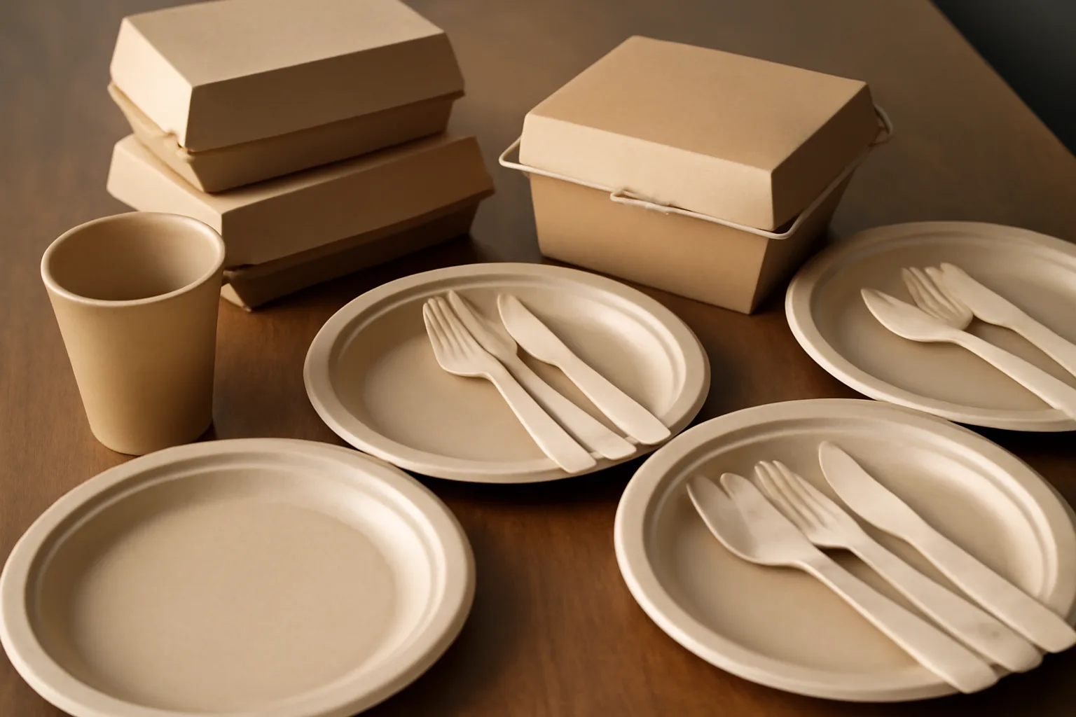 Disposable items for restaurants.