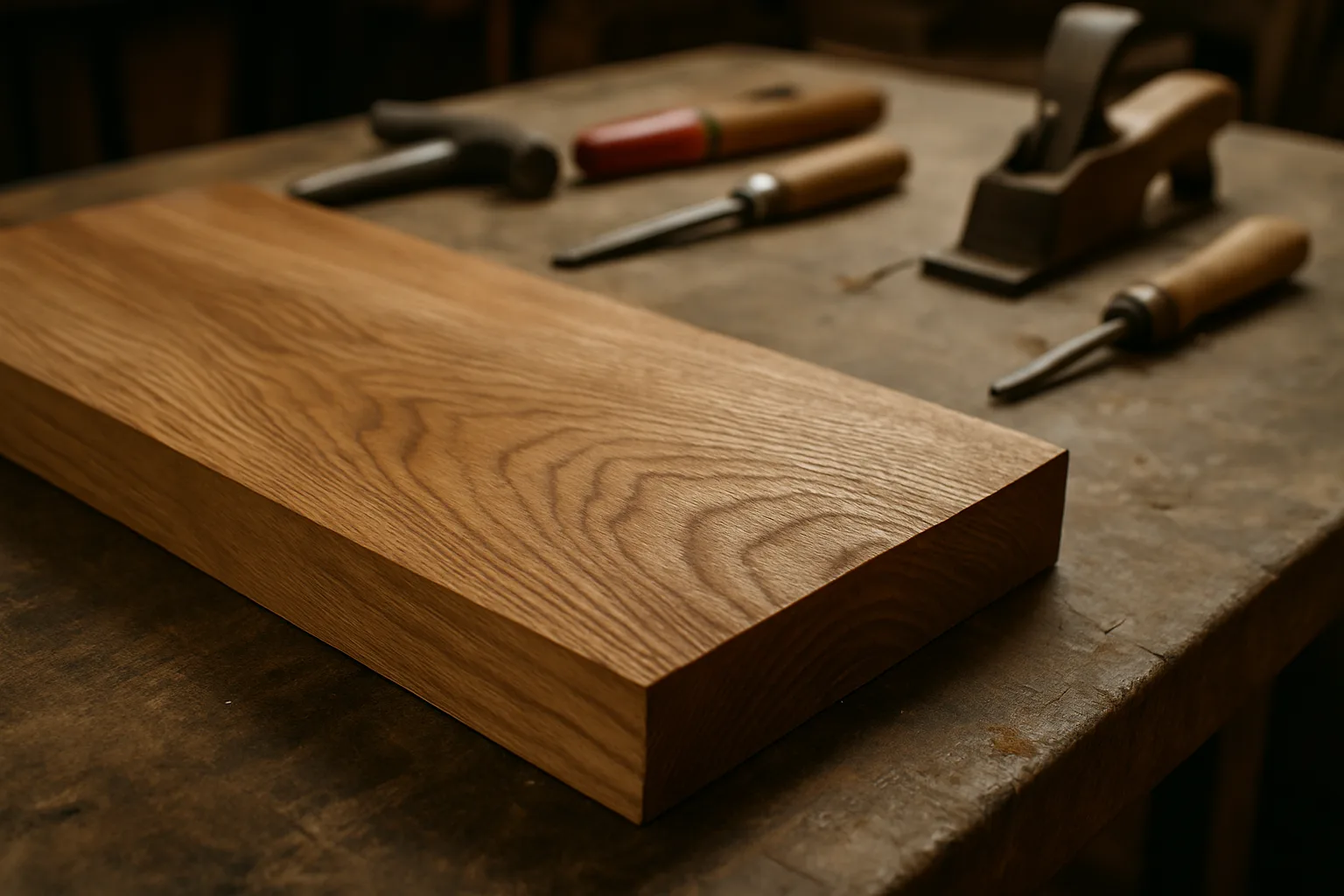 Quality wooden board in a workshop.