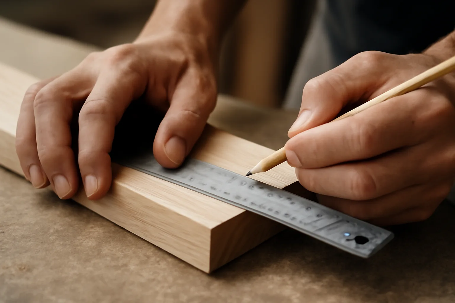 Quality wooden board in a workshop.