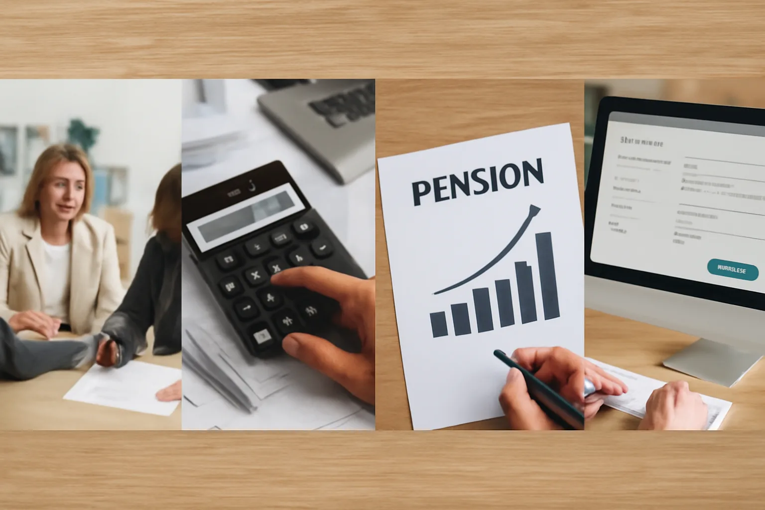 Image illustrating the process of pension management in an office setting.