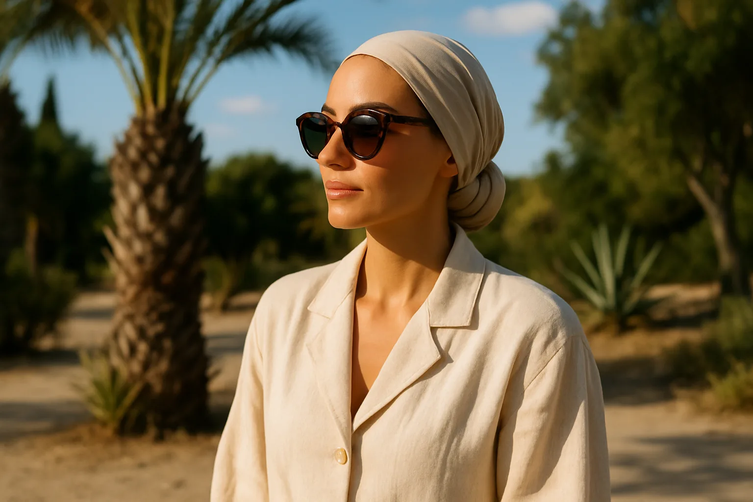 Different styles of head coverings for women.