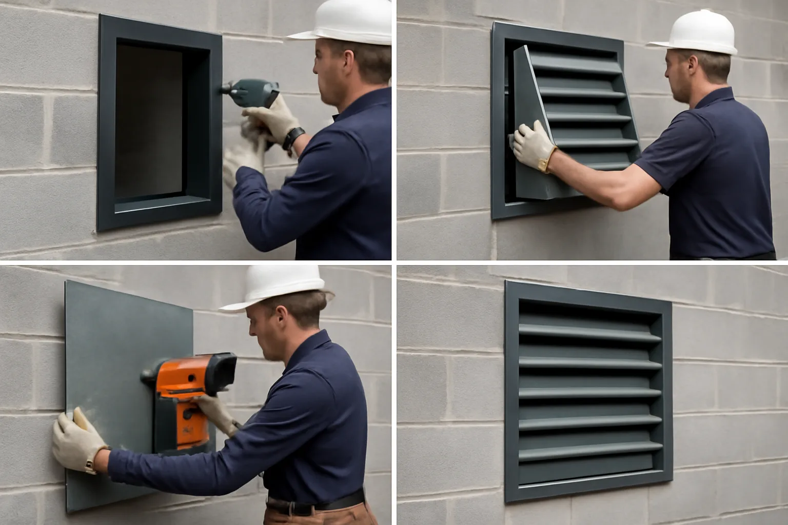 Ballistic rated louvers installed on a building.