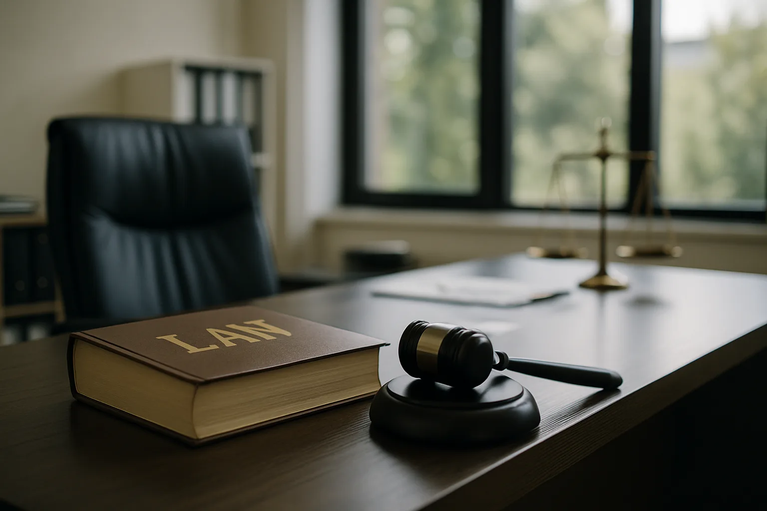 Legal documents and a gavel on a desk.