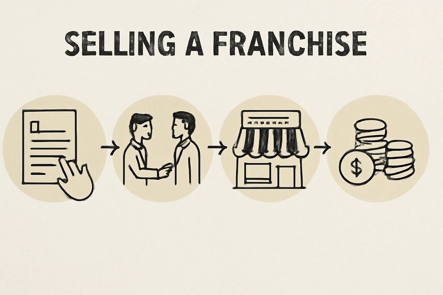 An infographic depicting the process of selling a franchise.