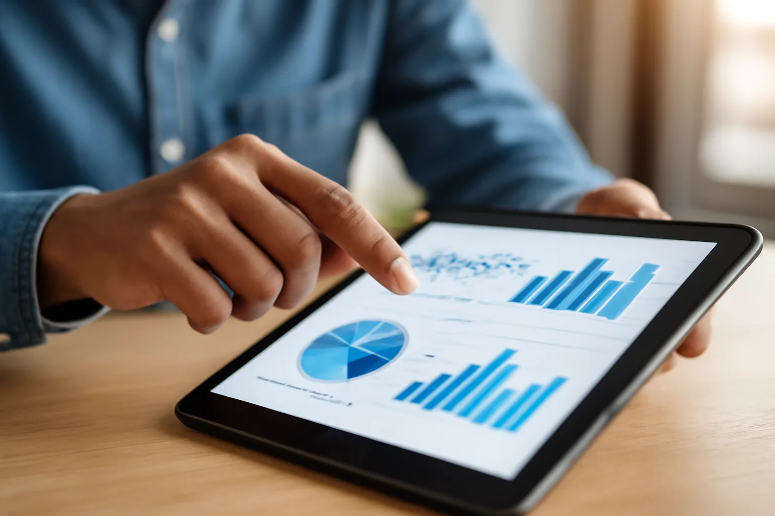A professional analyzing data on a tablet in a modern control room, representing decision-making processes in technology.