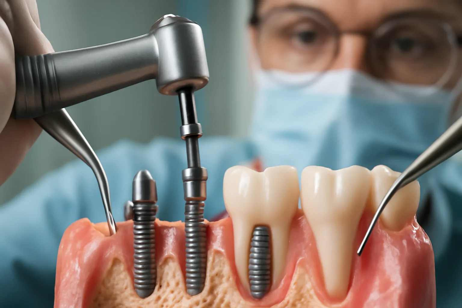 Dental implant procedure in progress.