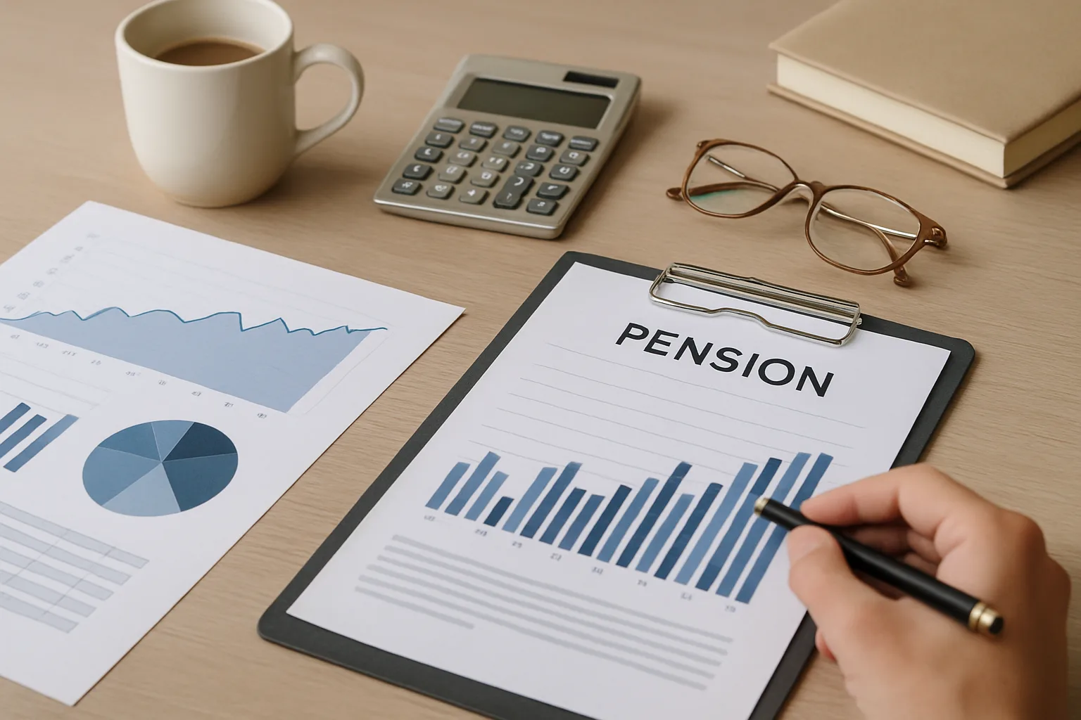 Infographic on pension management steps.